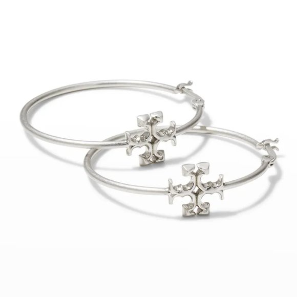 Tory Burch Eleanor Hoop Silver Statement Earrings (Brand New with Dust Bag) - Picture 3 of 13